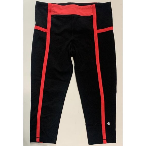Lululemon Mynah Crops – Size 8 – Black & Pink – NWOT - Picture 1 of 9